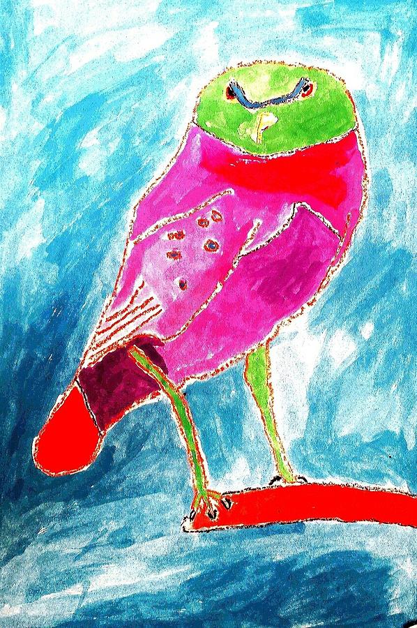 Pink bird Painting by Hae Kim