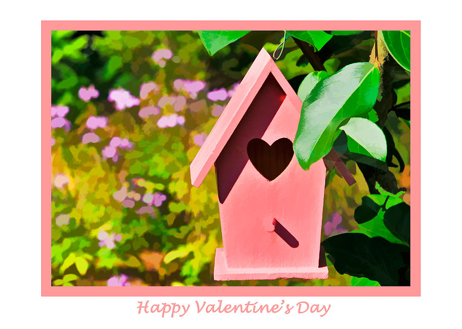Pink Birdhouse Valentines Card Photograph by Ginger Wakem
