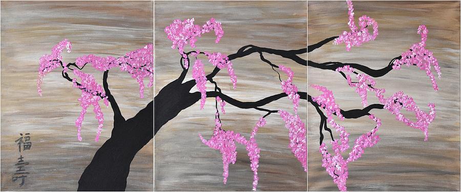 Cherry Blossoms Art Pink Contemporary Flower Tree Art Cherry BLossoms Original Painting  Painting by Geanna Georgescu