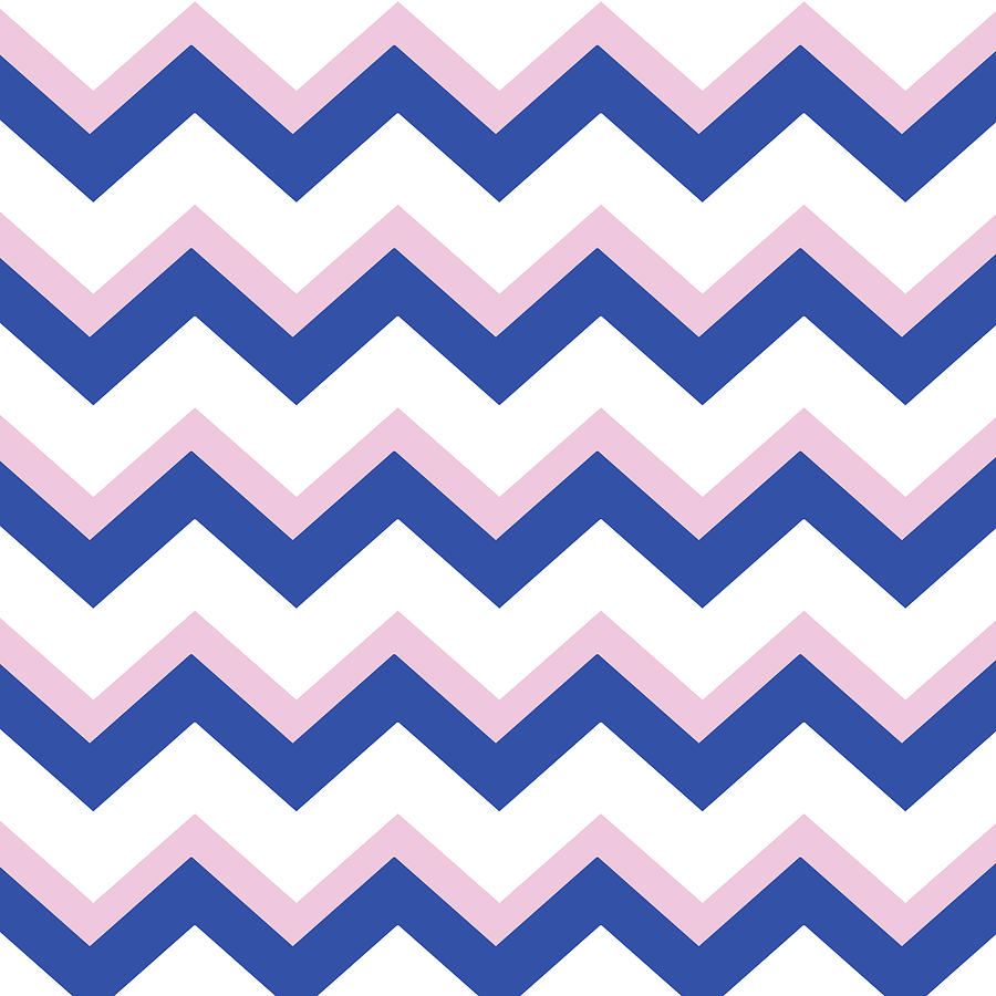 Pink Blue Chevron Pattern Mixed Media by Christina Rollo