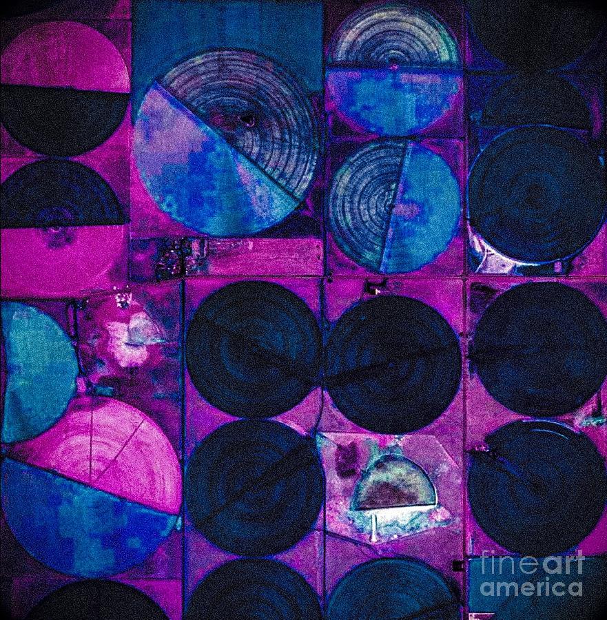 Pink Blue Circles and Squares Painting by Jennifer Lake