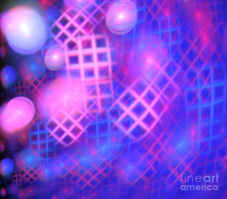 Abstract Digital Art - Pink Blue Windows by Kim Sy Ok