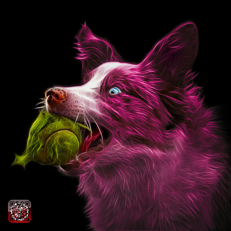 Dog Painting - Pink Border Collie -  Elska - 9847 - BB by James Ahn