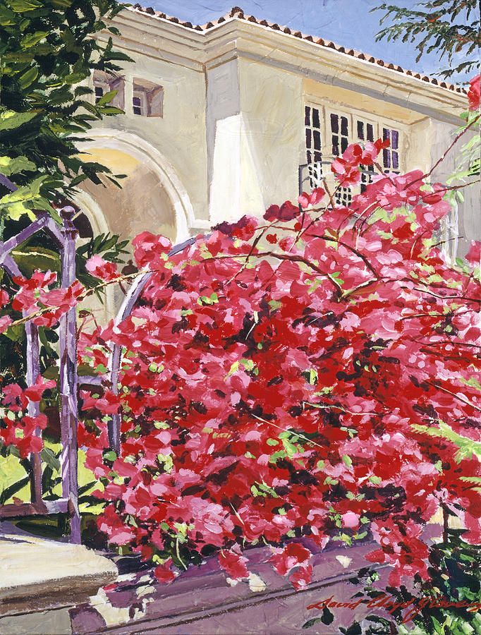 Garden Painting - Pink Bougainvillea Mansion by David Lloyd Glover