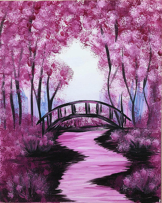 Pink Bridge Painting by Erica Oliver