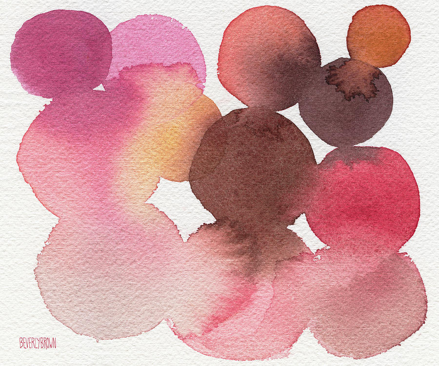 Pink Brown Coral Abstract Watercolor Painting by Beverly Brown