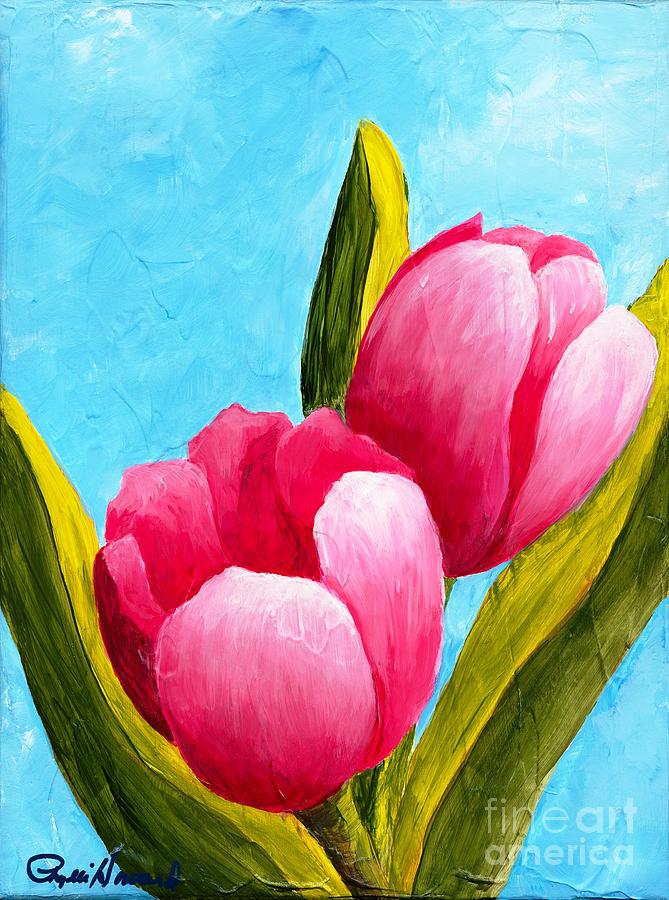 Pink Bubblegum Tulips I Painting by Phyllis Howard
