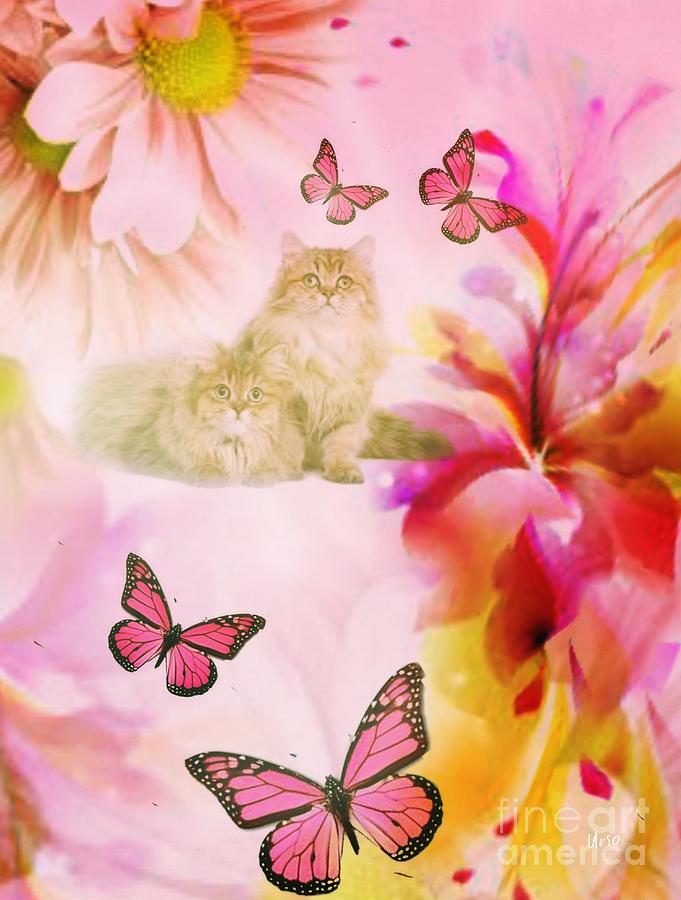 Pink Butterflies Digital Art by Maria Urso