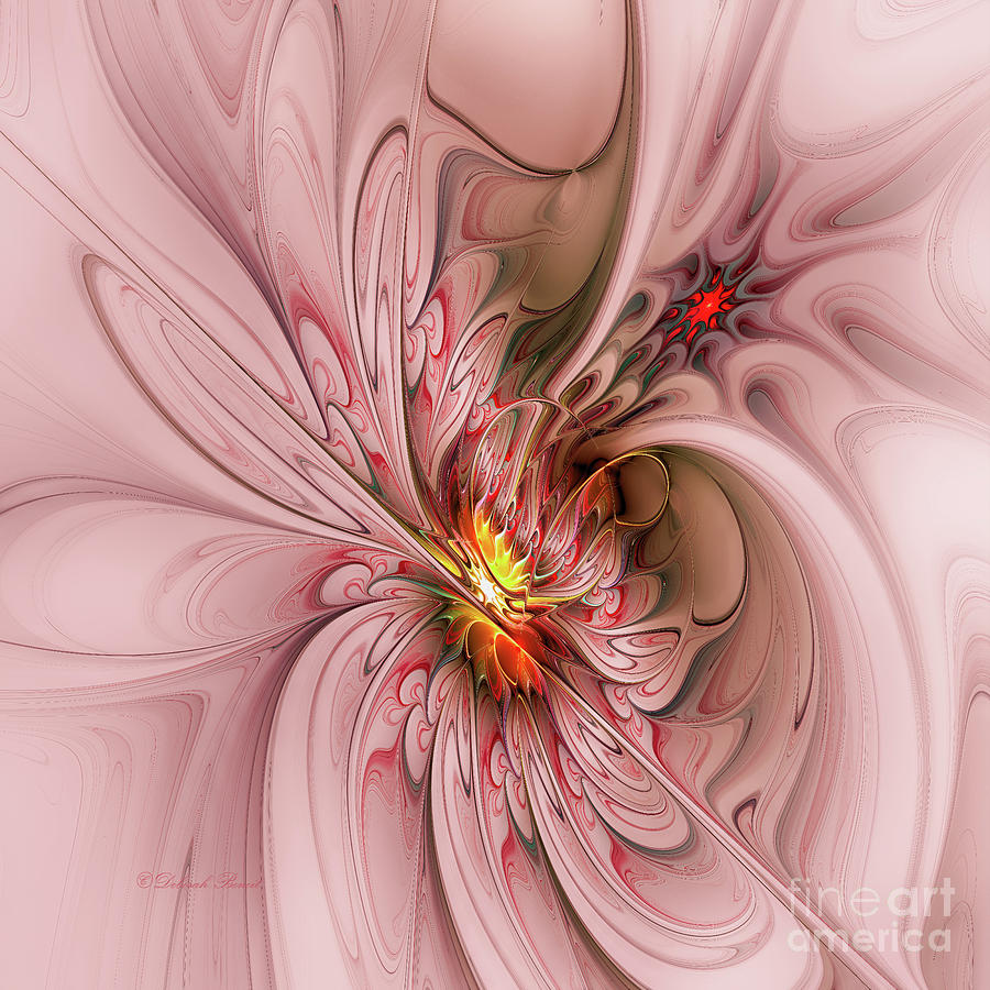 Abstract Digital Art - Pink Butterfly by Deborah Benoit