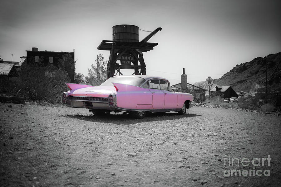 Pink Caddy in the Desert Photograph by Edward Fielding