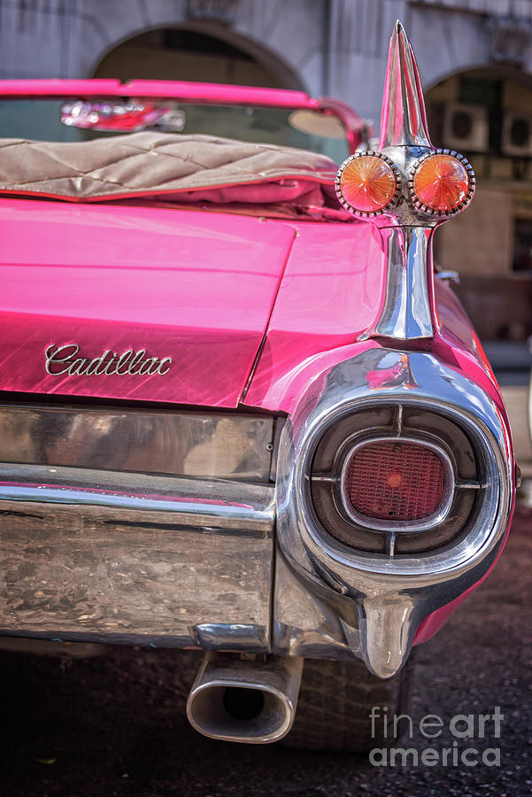 Vintage Photograph - Pink Cadillak by Delphimages Photo Creations