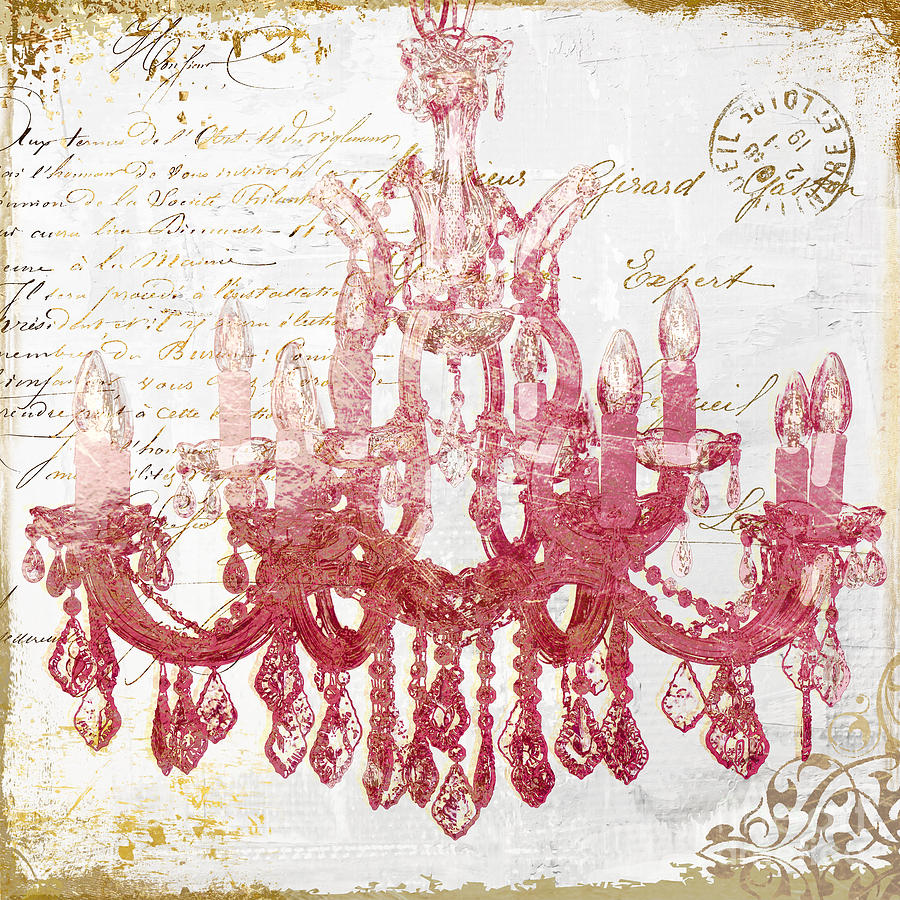Chandelier Painting - Pink Chandelier by Mindy Sommers