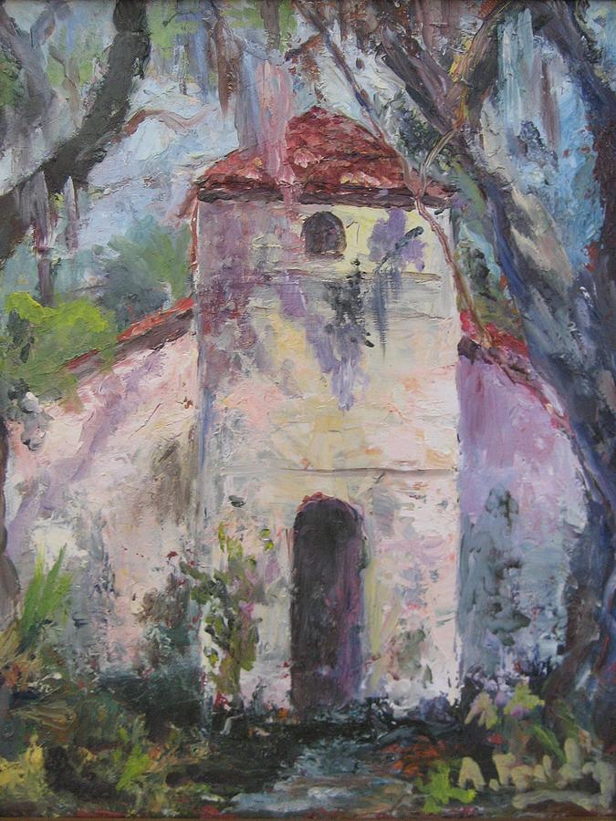 Pink Chapel of St. Simons  Painting by Albert Fendig