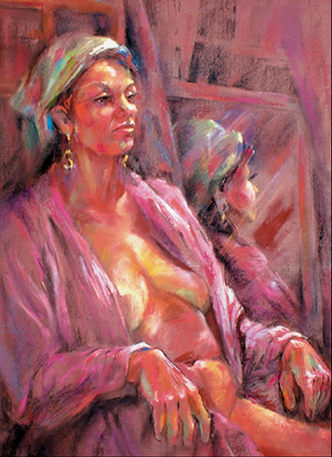 Nude Mixed Media - Pink Chenille by Joan Jones