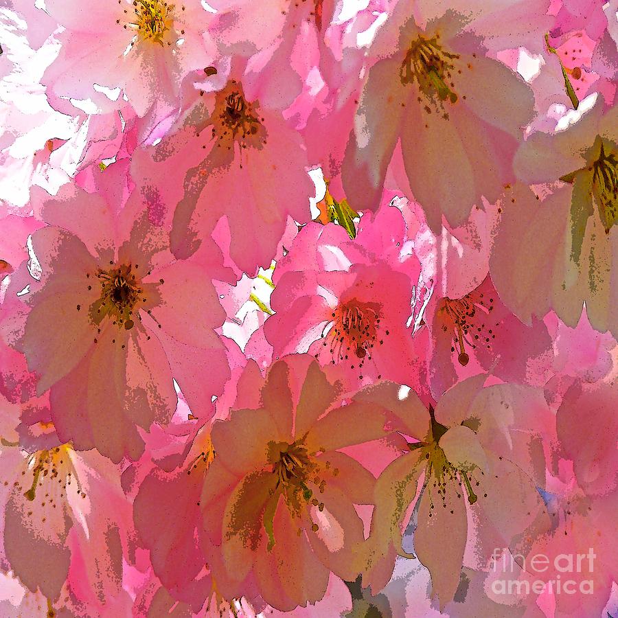 Pink Cherry Blossoms Painting by Saundra Myles