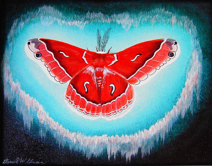 Pink Circropia Moth Painting by Daniel W Green