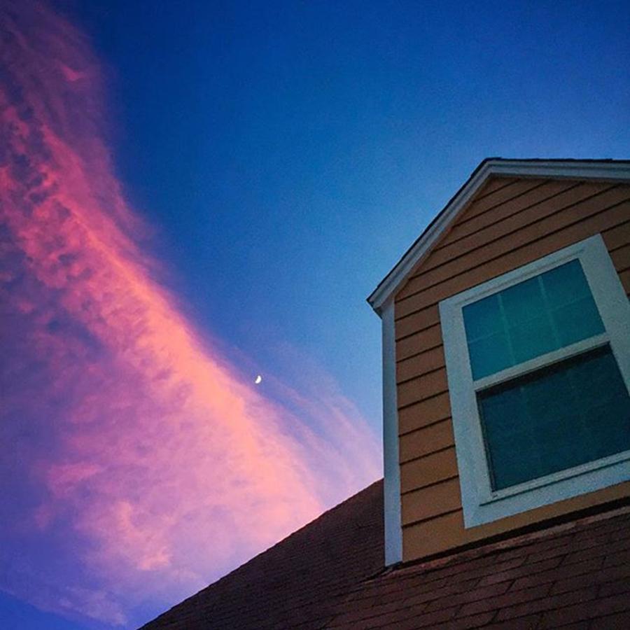 Pink Cloud And The Moon #cloudlovers Photograph by Joan McCool