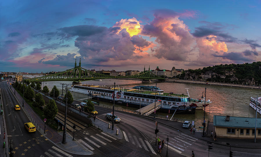 Pink Clouds above the Danube, Budapest Photograph by Judith Barath