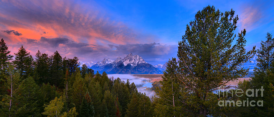 Pink Clouds Over The Snake River Panorama Photograph by Adam Jewell