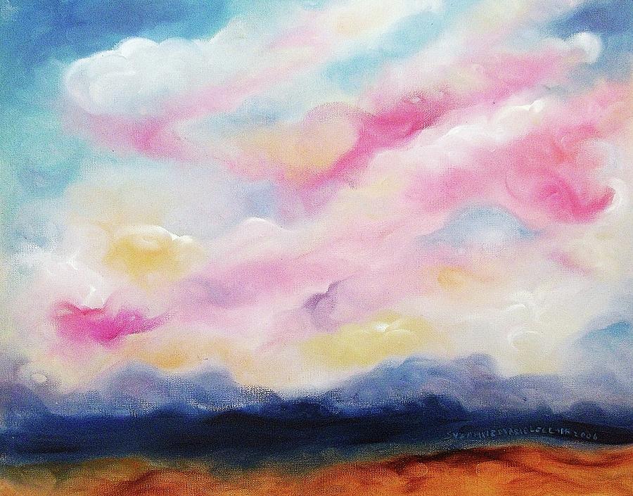 Abstract Painting - Pink Clouds by Suzanne  Marie Leclair