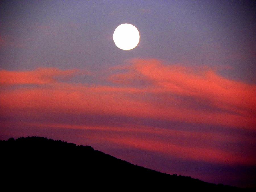 Mountain Photograph - Pink Clouds With Moon by Joseph Frank Baraba