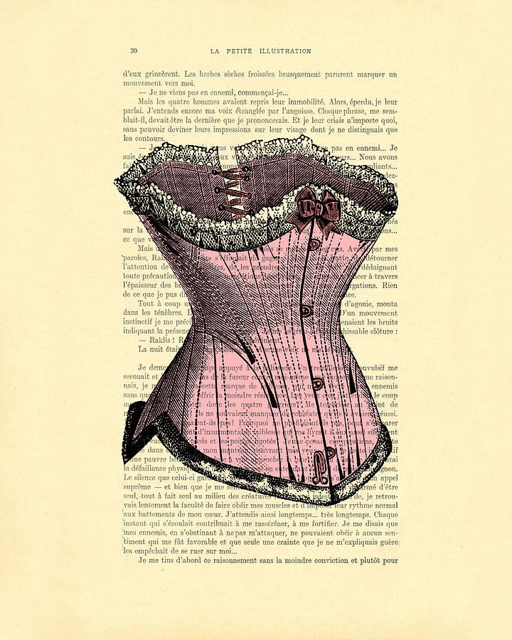 Paris Digital Art - Pink Corset On Dictionary Book Page by Madame Memento