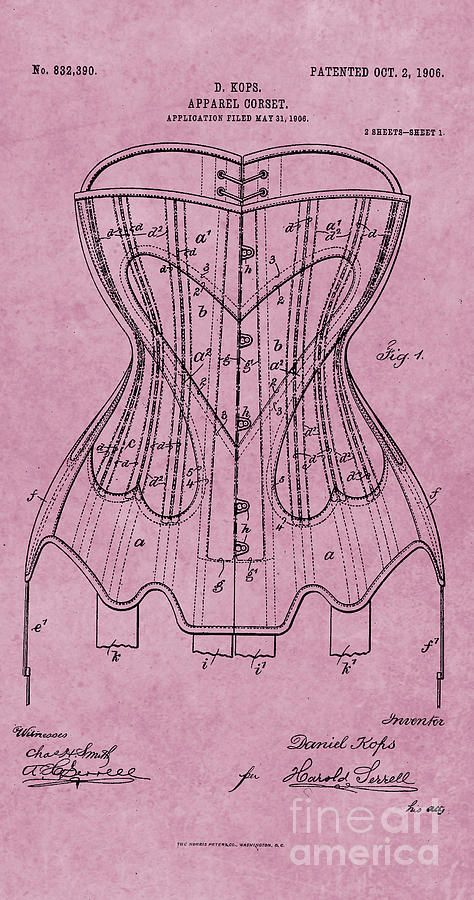 Pink Corset Patent Photograph by FineArtRoyal Joshua Mimbs