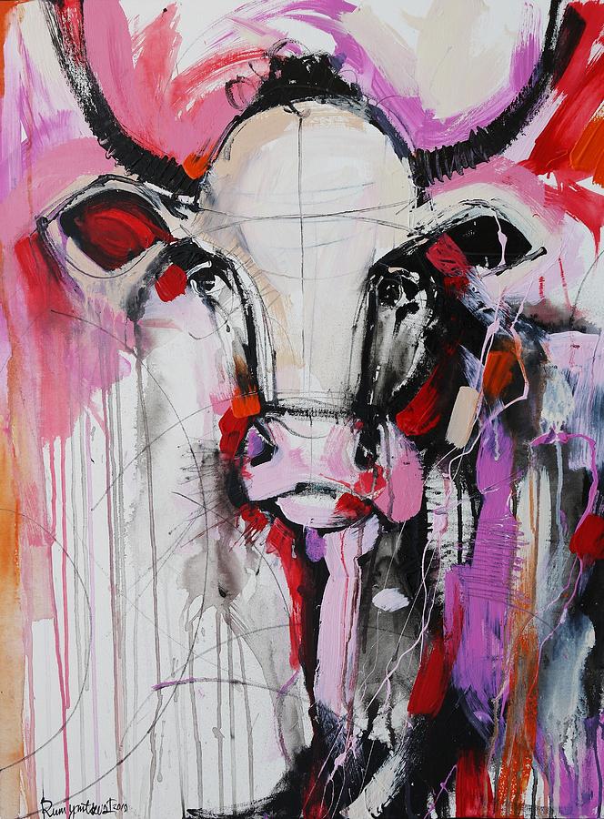 Pink Cow Painting By Irina Rumyantseva - Pixels