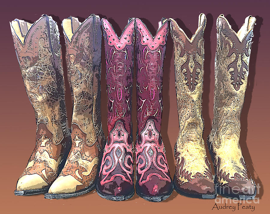 Pink Cowboy Boots Painting by Audrey Peaty