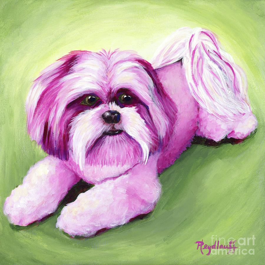 Dog Painting - Pink Crystal by Pat Heydlauff