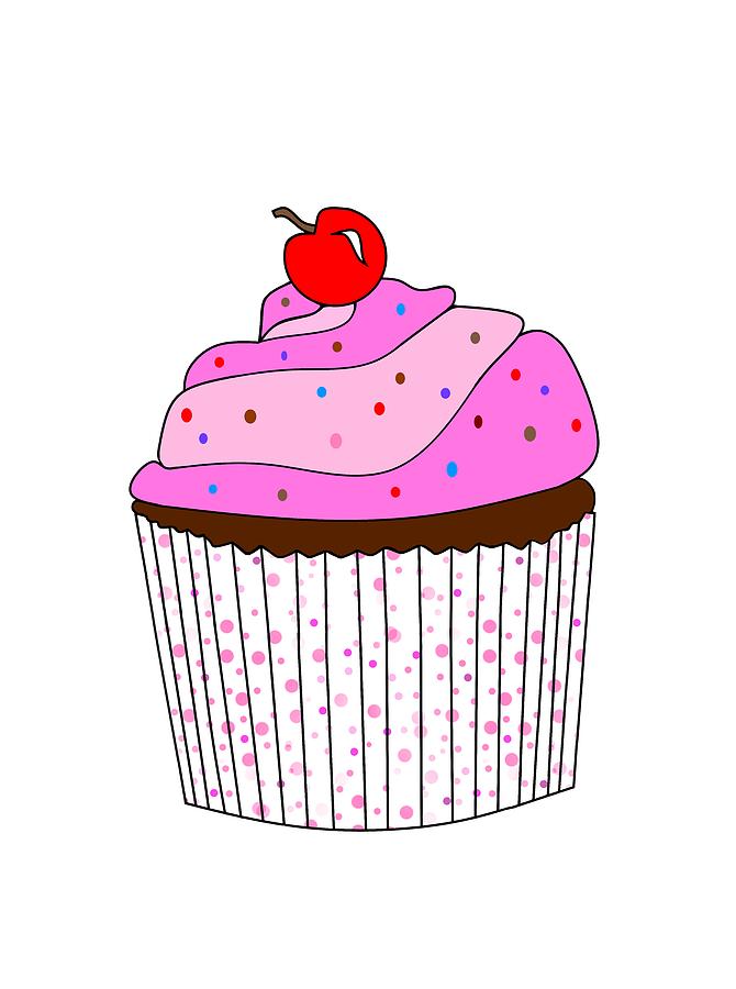 Pink Cupcake With Sprinkles Digital Art by Kathleen Sartoris