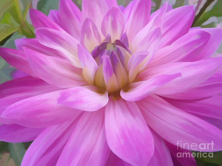 Pink Dahlia Flower Soft Effect Mixed Media by Rose Santuci-Sofranko
