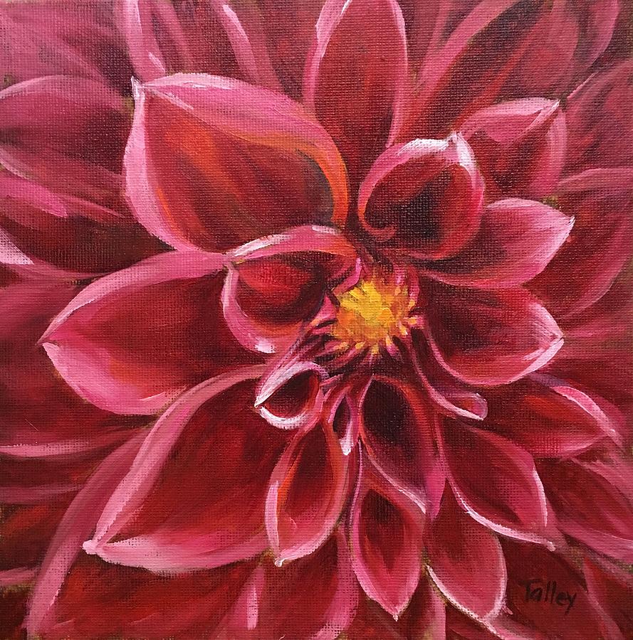 Pink Dahlia Painting by Pam Talley