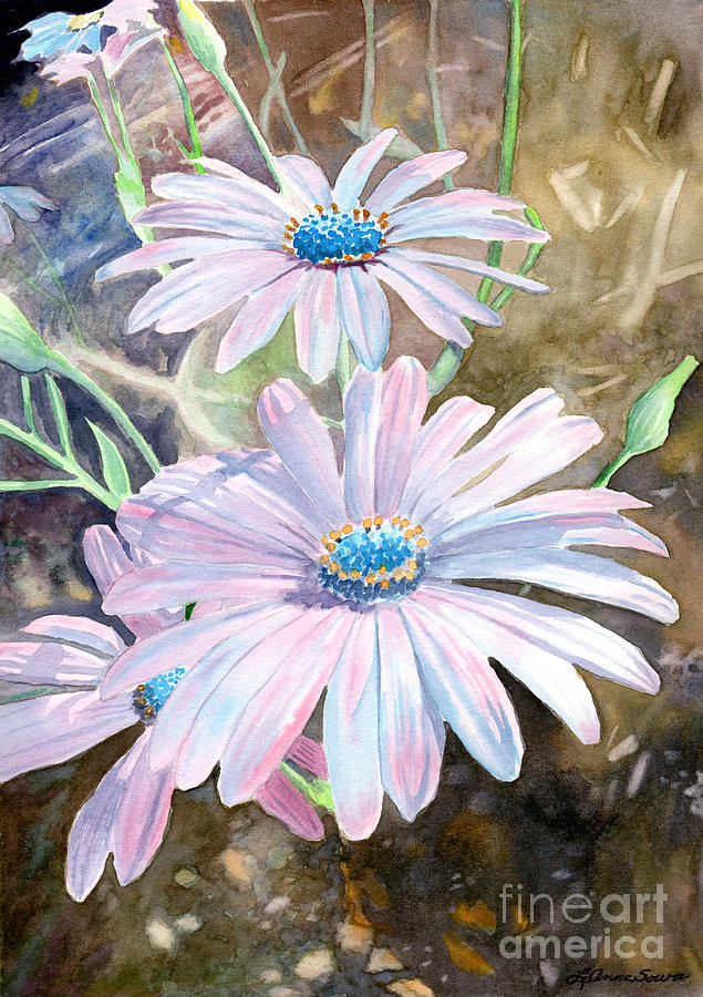 Pink Daisy Painting by LeAnne Sowa