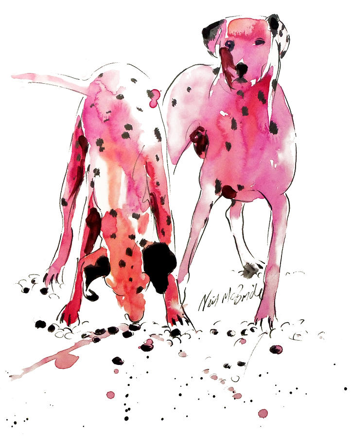Pink Dalmations Painting by Neil McBride