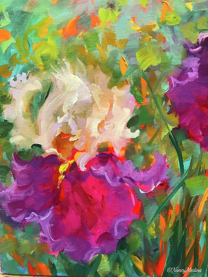 Pink Dancer Iris Painting by Nancy Medina - Fine Art America