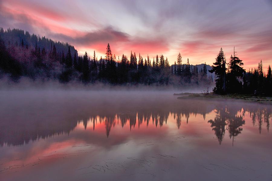 Nature Photograph - Pink Dawn Reflection by Steve Luther