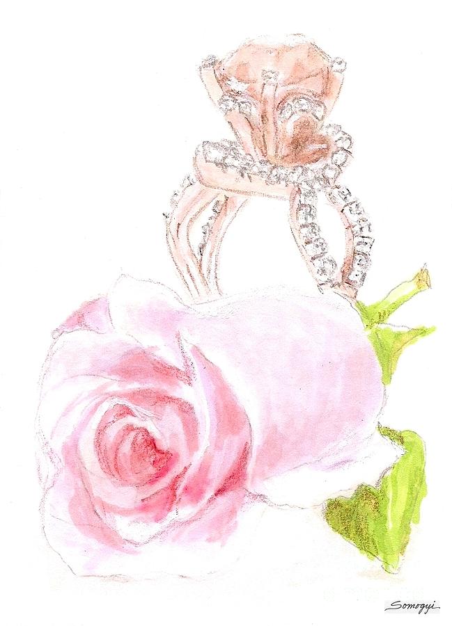 Pink Diamonds Drawing by Jayne Somogy