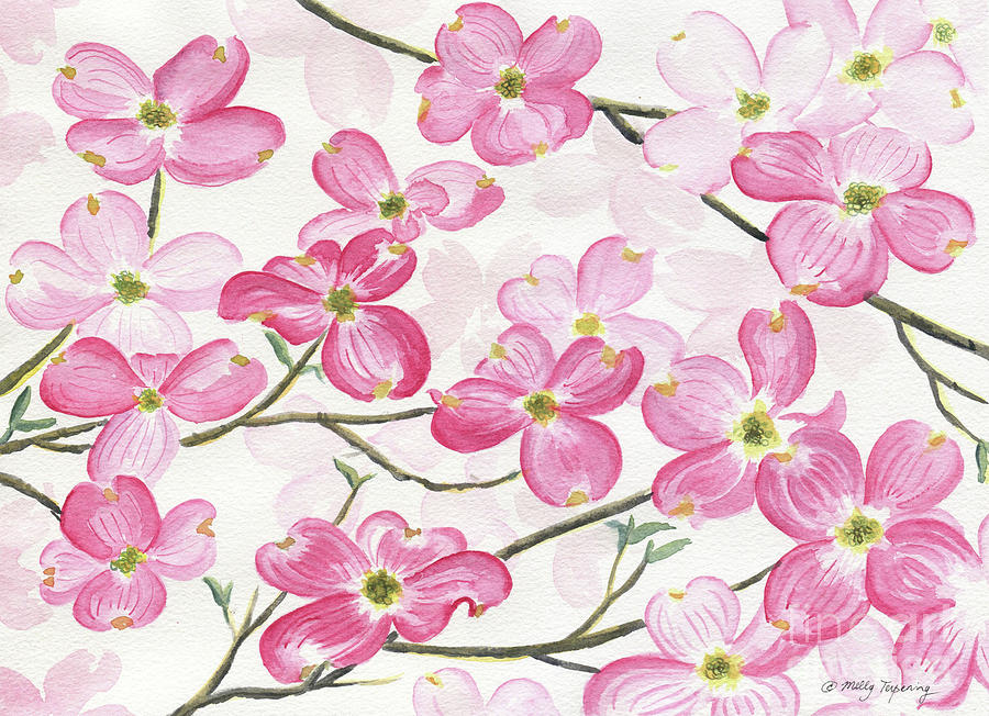 Pink Dogwood Painting by Melly Terpening
