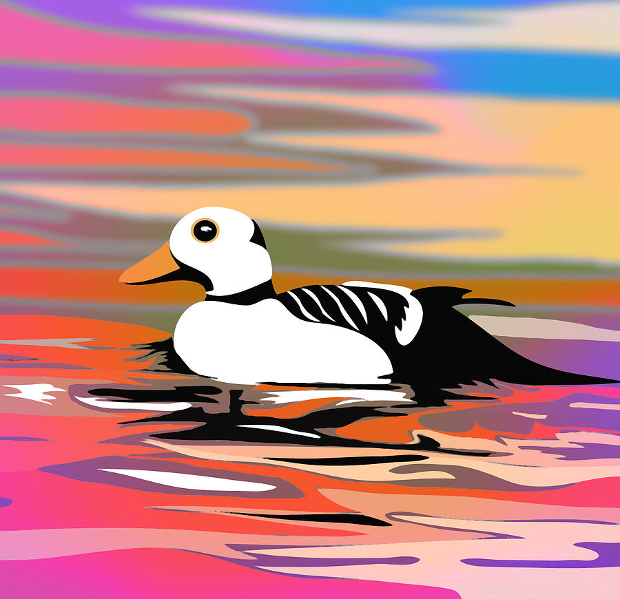 Duck Digital Art - Pink Duck Summer Colors Painting by Jean-Pierre Prieur