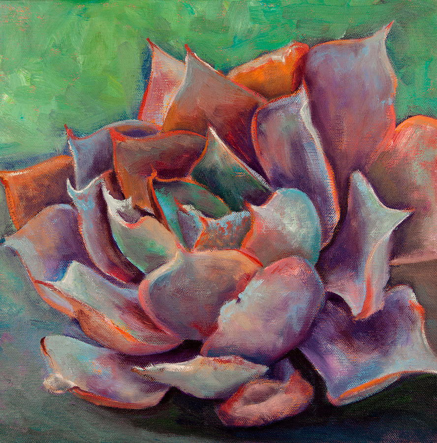 Nature Painting - Pink Echeveria by Athena Mantle