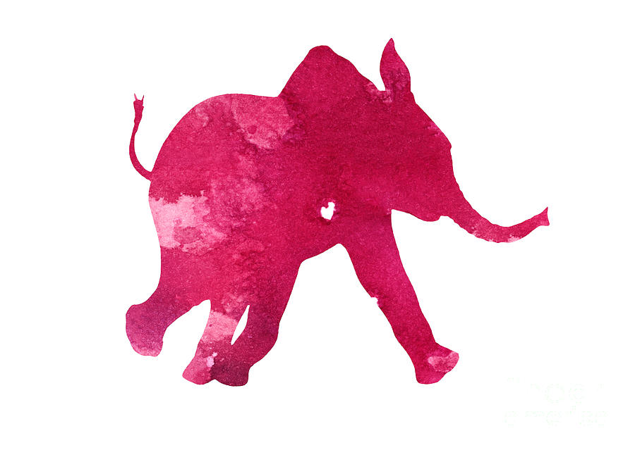 Pink elephant silhouette watercolor art print Painting by Joanna Szmerdt -  Fine Art America