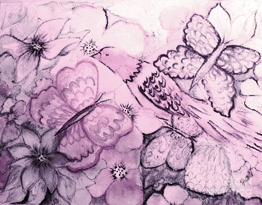 Pink Fantasy Garden Painting by Hazel Holland