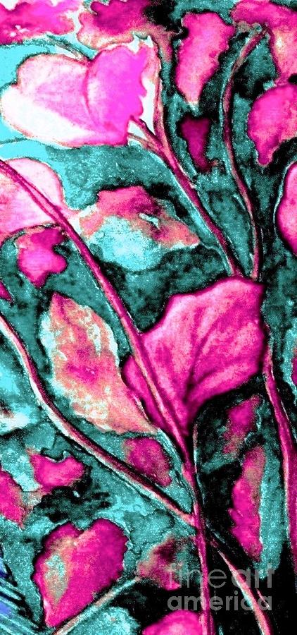 Pink Fantasy Leaves 2 Painting by Hazel Holland