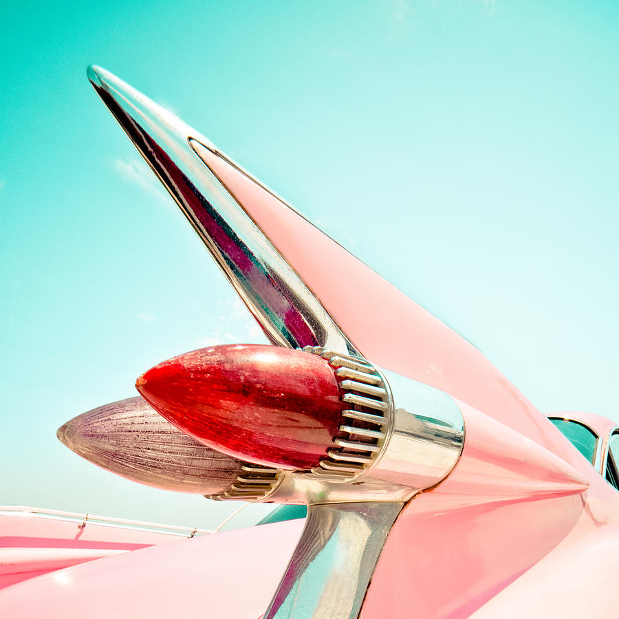 Classic Car Photograph - Pink Fin by David Waldo
