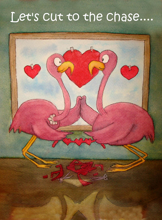 Pink Painting - Pink Flamingo Couple In Love Lets Cut To The Chase by Kerra Lindsey Pink Painting - Pink Flamingo Couple In Love Lets Cut To The Chase by Kerra Lindsey