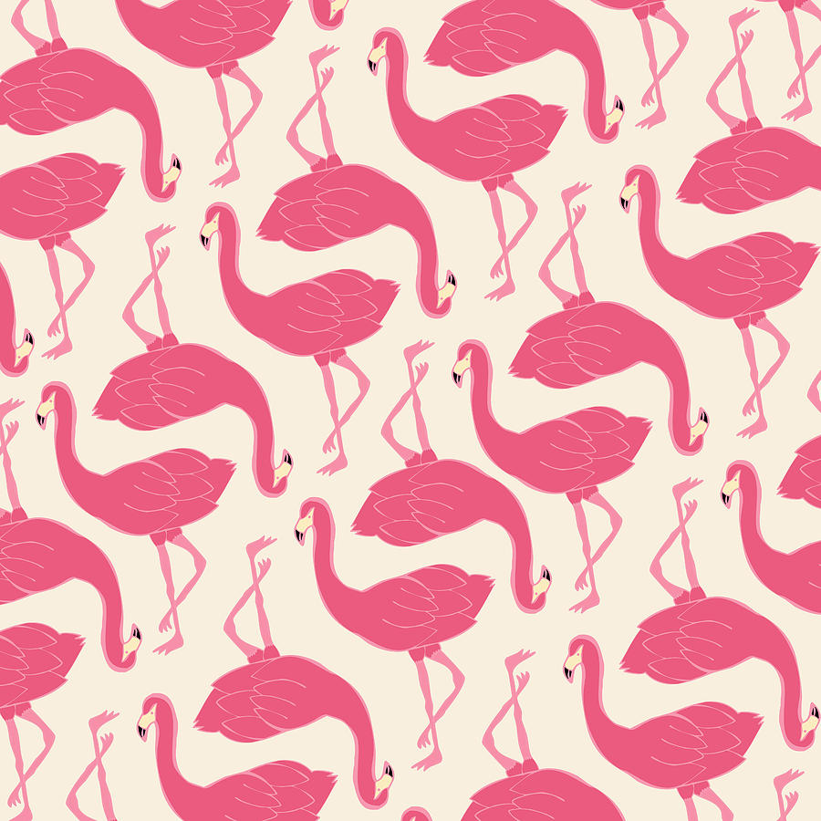 Bird Digital Art - Pink Flamingo Party by Allyson Johnson