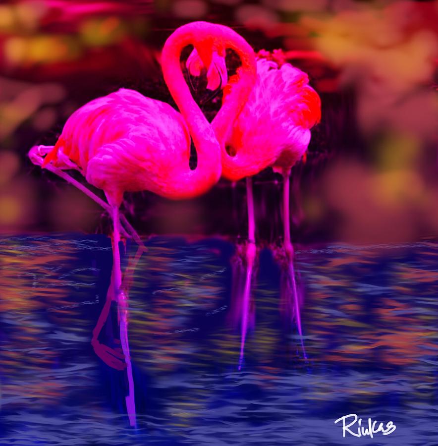 Pink Flamingos  Digital Art by Serenity Studio Art