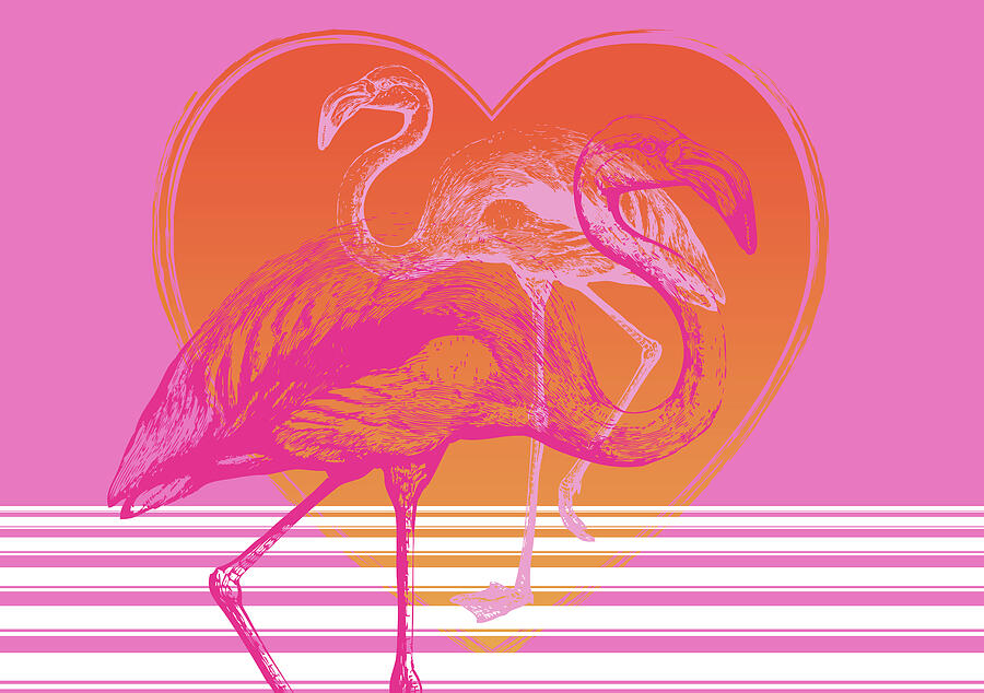Bird Digital Art - Pink Flamingos by Eclectic at Heart