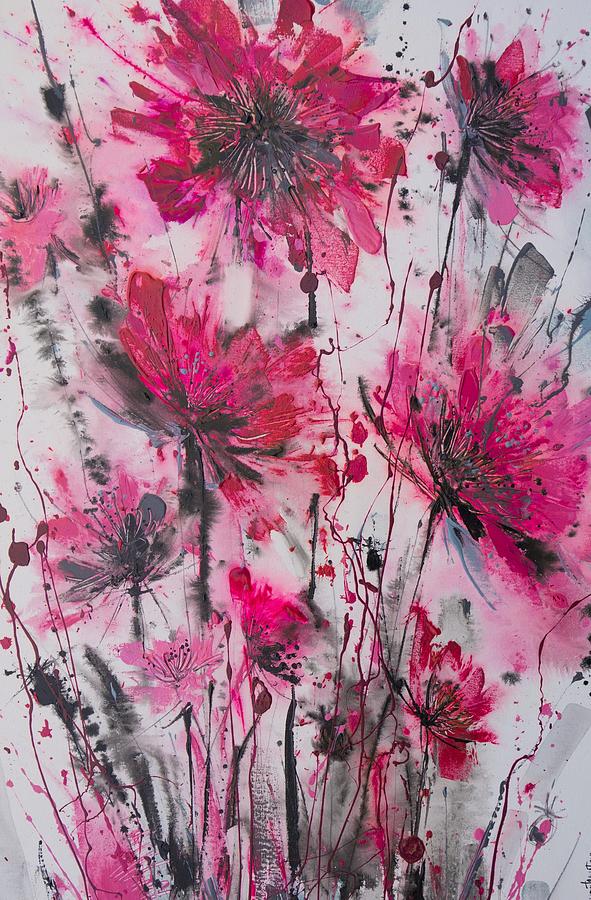 Pink Flowers Painting - Pink Floral Explosion by Irina Rumyantseva